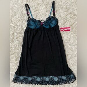 NEW Cosmo Y2K Dark Fairy Lolita Whimsigoth Goth Vamp Lace Babydoll Dress Black M
